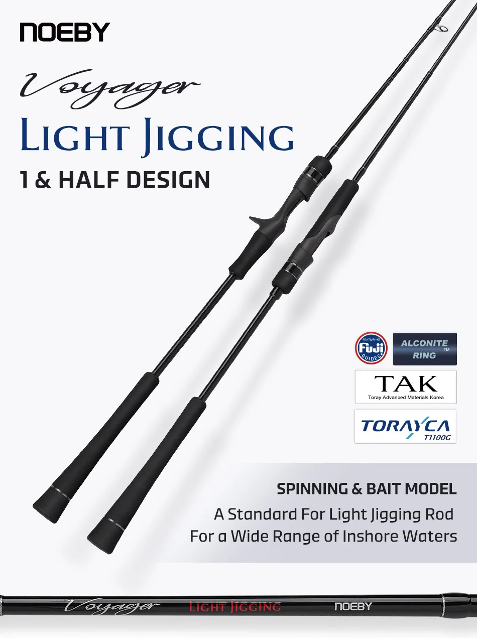 Noeby 1,91m Voyager Leichte Jigging-Angelrute Max. Bremskraft 9kg Fuji-Ringe Köder 30-180g Ruten für Kingfish, Amberjack Angelrute – Detail 4