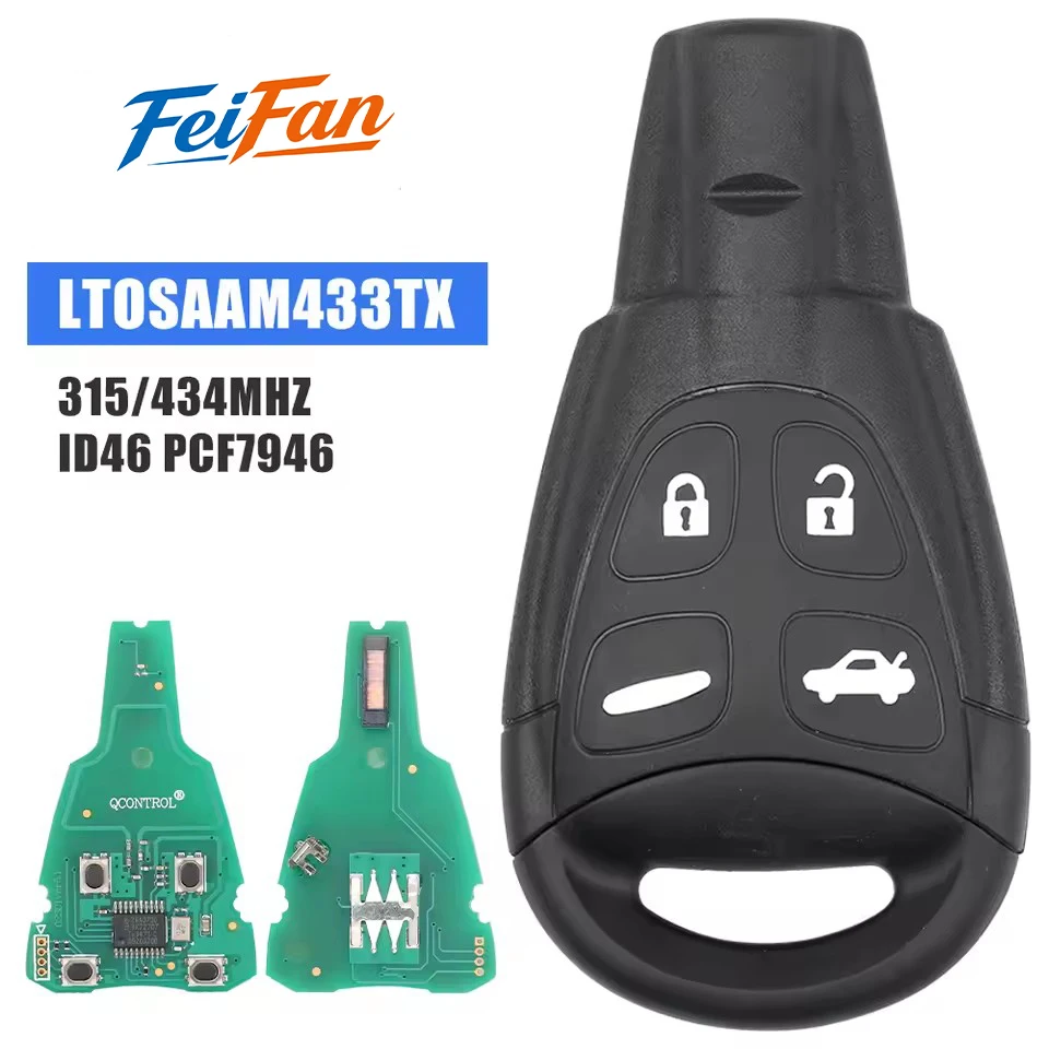 

FeiFan For SAAB 93 95 9-3 9-5 Remote Car Key Smart Control 315MHz/434Mhz LTQSAAM433TX ID46 Chip PCF7946 Replacement Refit Keys