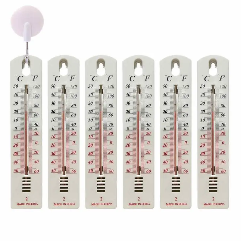 6pc Wall Hang Thermometer Indoor Outdoor Garden House Garage Office Room Hung Logger Straight Plate Temperature Meter