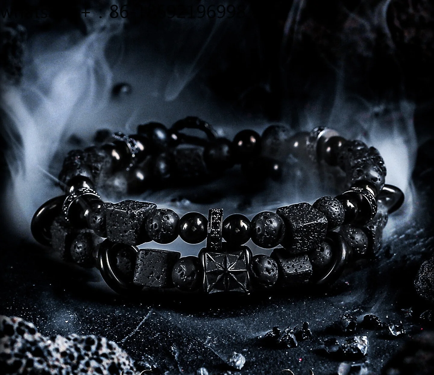 [Gloom Land] Original Design Obsidian Bracelet Boys Volcanic Stone Bead Bracelet