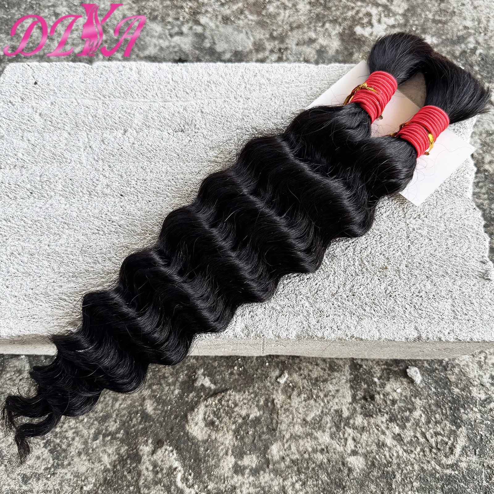 Natural Color Boho Braids Human Hair Bulk Deep Wave Remy Hair Bulk for Braiding Water Wave No Weft Bundles Extensions 16-24 Inch