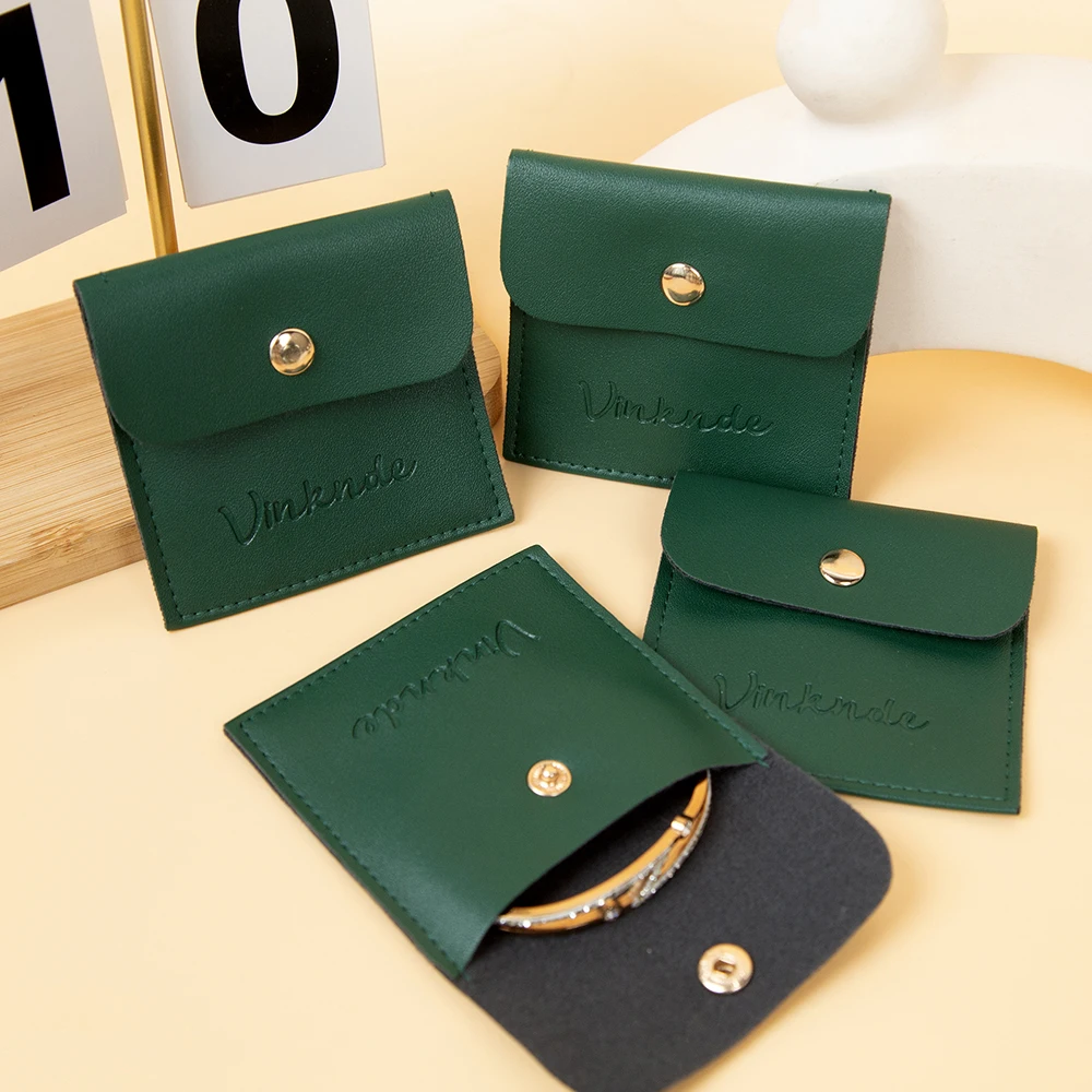 

Portable PU Leather Jewelry Storage Bag Gold Snap Bag for Necklaces Bracelets Rings Earrings Custom Logo Jewelry Organizer Pouch