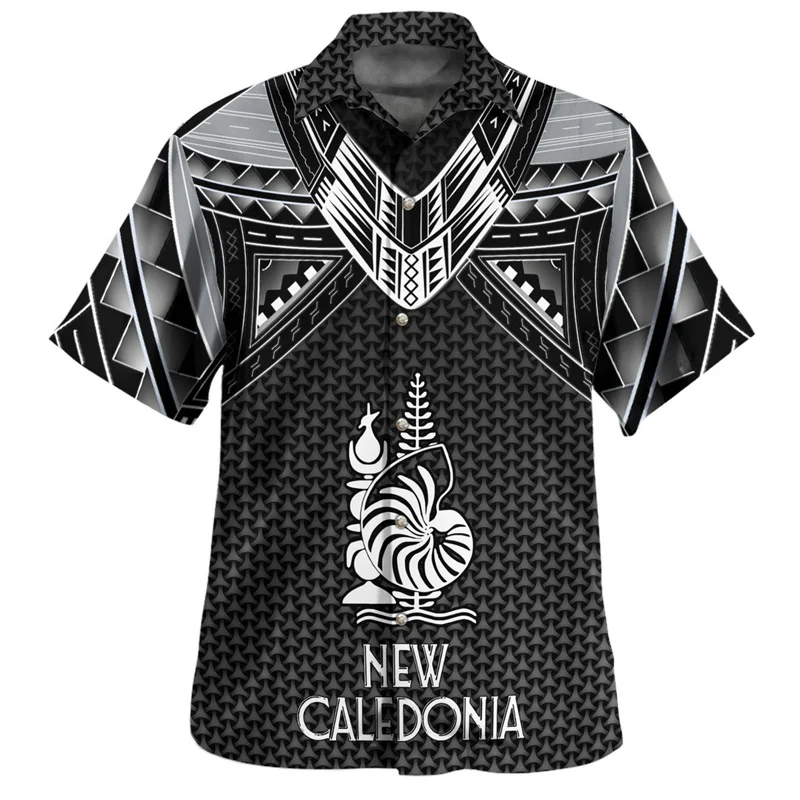 Summer Harajuku New 3D New Caledonia Flag Printing Shirts Nouvelle-Calédonie Emblem Graphic Short Shirts Men Fashion Clothes Top