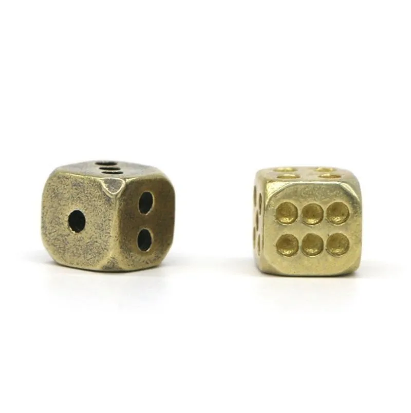 Vintage Brass Dice Home Crafts Decoration Bar Props Game Tools Metal Toys Dice