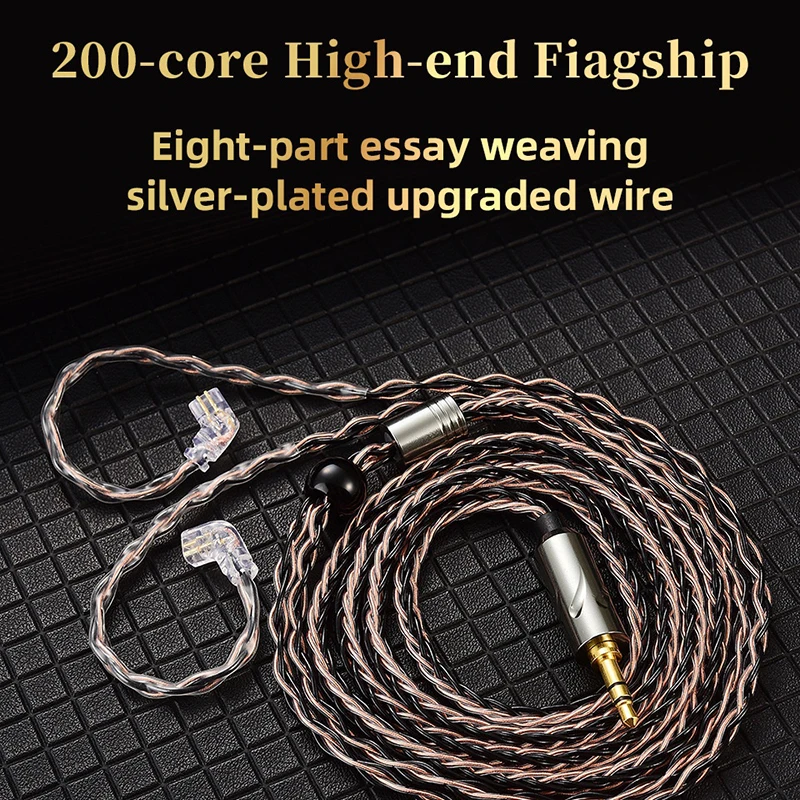 QKZ T1 Earphone Cable 8 Strand Copper Silver-plated Upgrade Wire 3.5mm Wired Headphone Cord For ZXN ZXT AK6 ZS10 EDX Pro ZSR CCA