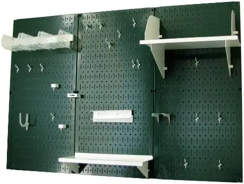 Pegboard Organizer Wall Control 4 ft. Metal Pegboard Standard Tool Storage Kit with Green Toolboard and White Accessories