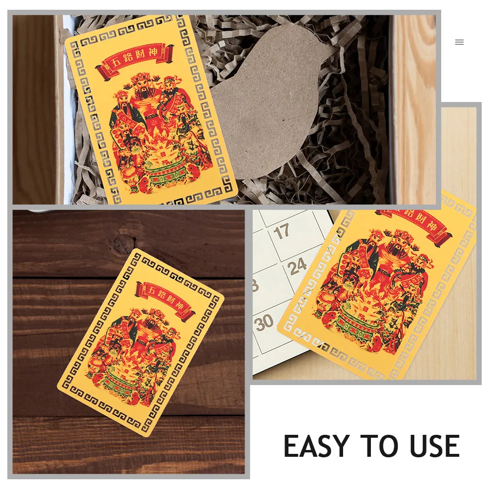 2Pcs Chinese Style Card Fortune Luck Amulet Protection Card God of Fortune Blessing for Home Car Religious Amulet