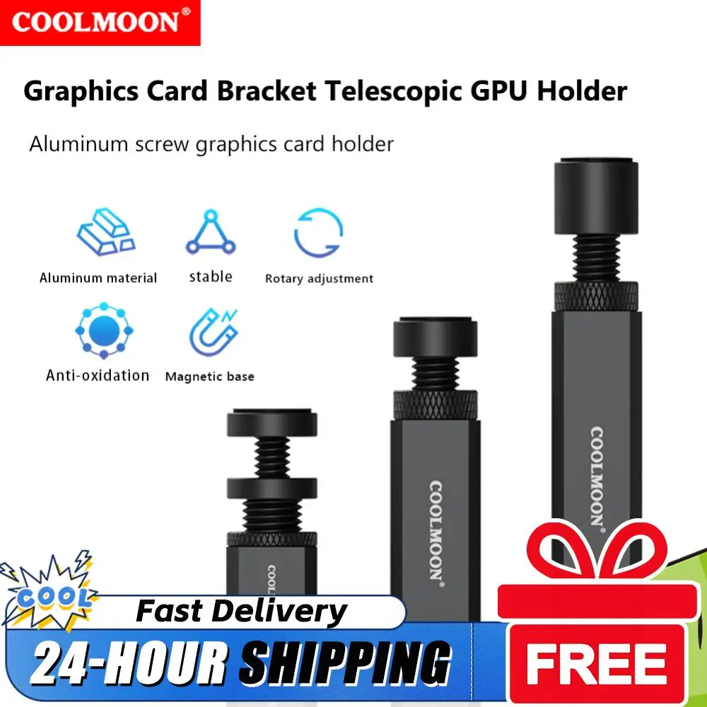 

COOLMOON Graphics Card Support Bracket Telescopic Spiral Video Card Holder Magnetic Base Anti Scratch for ATX/M-ATX/ITX Chassis