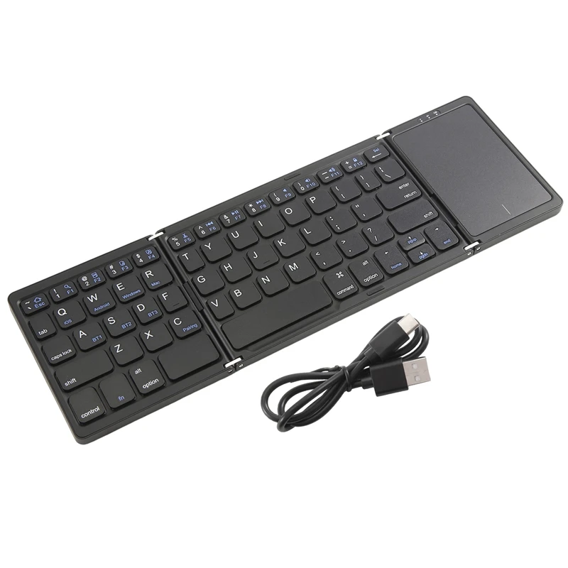 Foldable Bluetooth Keyboard For Travel, Tri-Folding Wireless Portable Keyboard With Touchpad For Rog Ally Game Handheld