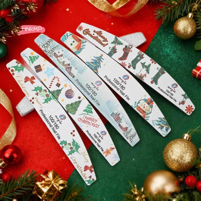 عيد الميلاد تحت عنوان ملفات الأظافر على الوجهين مانيكير جل الأظافر المنزل وصالون استخدام قابل للغسل إزالة البولندية والألواح العازلة #3