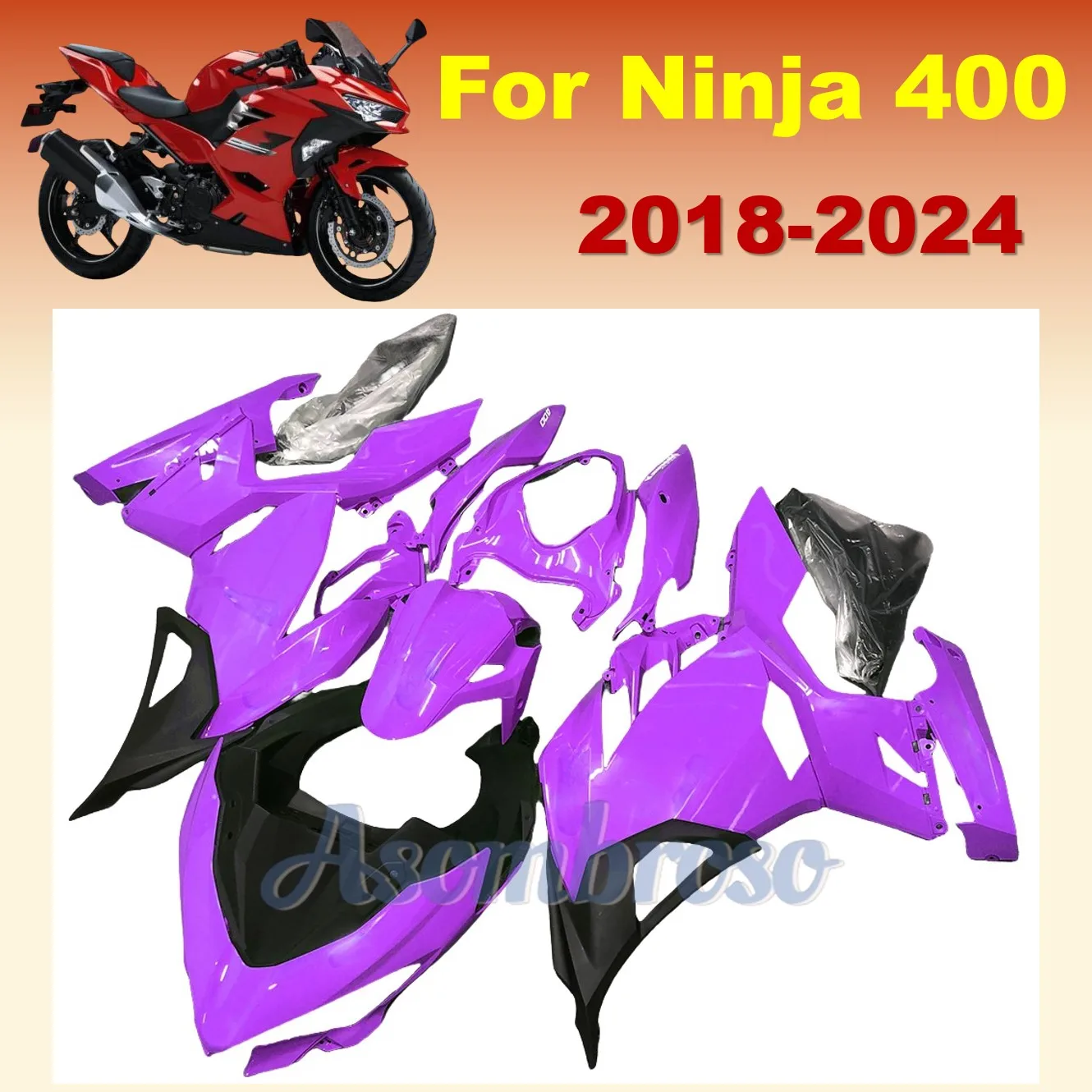 Full Fairings Kits Fit For Ninja400 EX400R 2019 2018 2020 2021 2022 2023 2024 Motorcycle Bodywork fairing kit set Purple