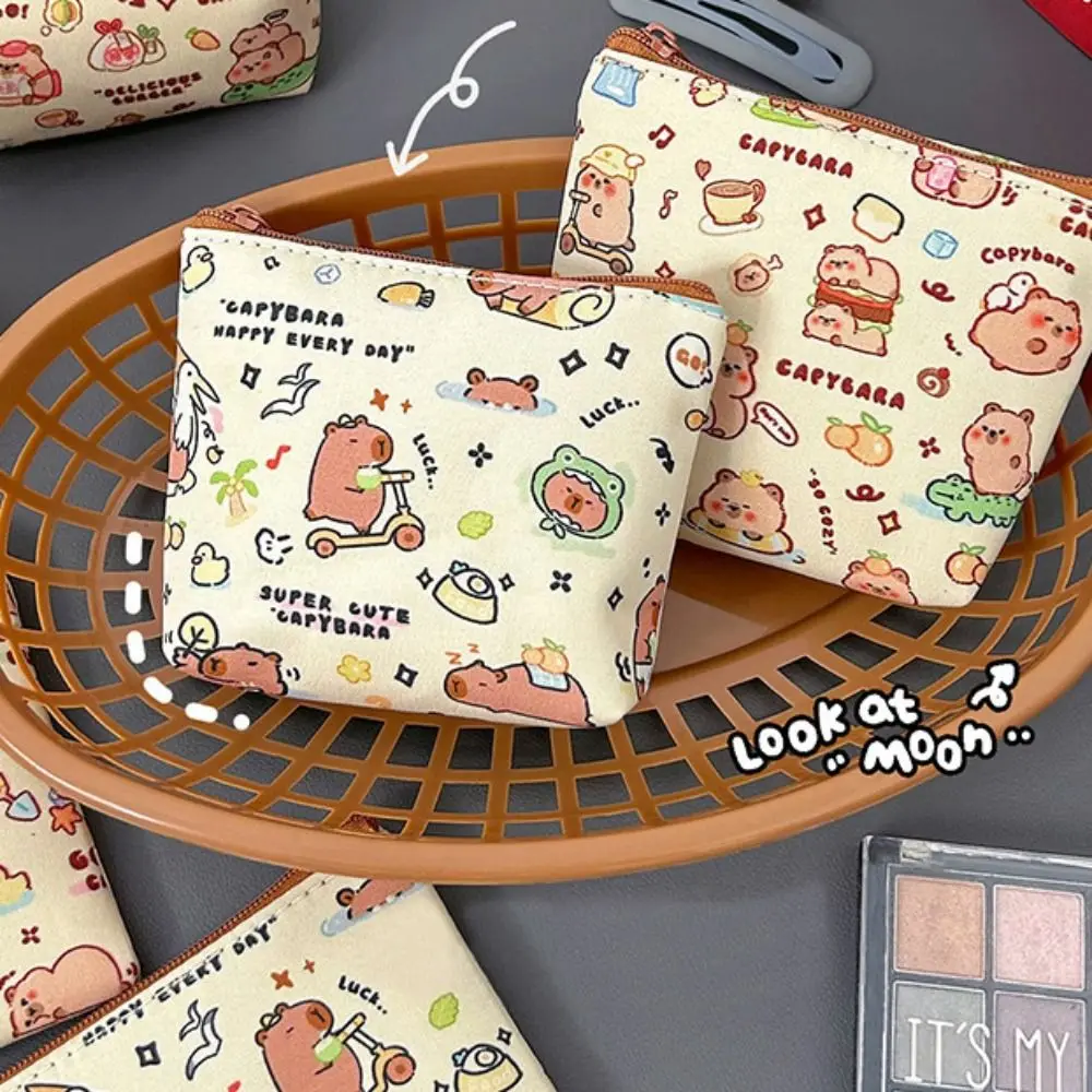 Zipper Capybara Coin Purse Wallet Coin Pouch Money Bag Capybara Purse Bag Canvas Protective Case Capibara Earphone Case Children