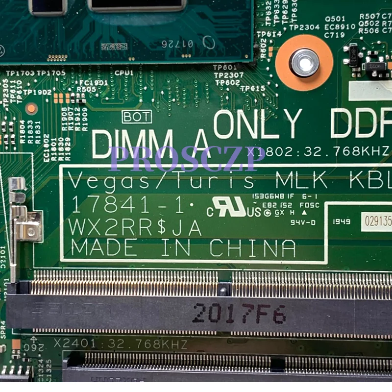 

17841-1 15341-1 для Dell Inspiron 15 3576 3476 3567 Материнская плата для ноутбука с процессором i3 i5 i7 7-го/8-го поколения DIS 2G-GPU CN-0F2P7W 01WRXJ