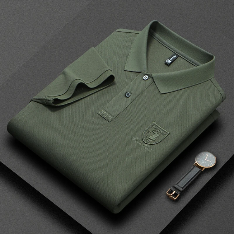 2024 New Men's  Summer POLO Shirt  Lapel Short Sleeved Business Casual  T Shirt  Tee