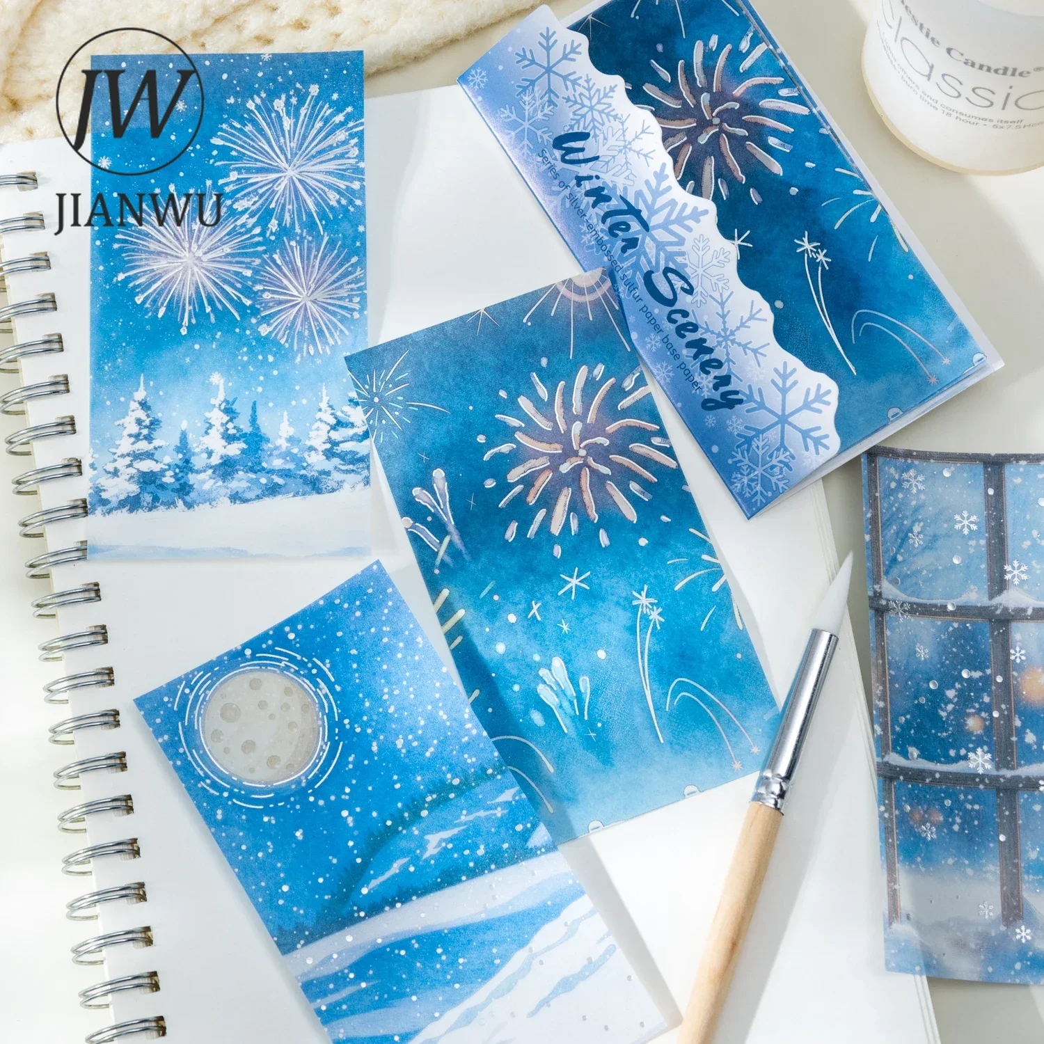 JIANWU Vintage Winter Snow Mountain Tree Landscape Collage Scrapbooking Material Paper Creative DIY Junk Journal Stationery