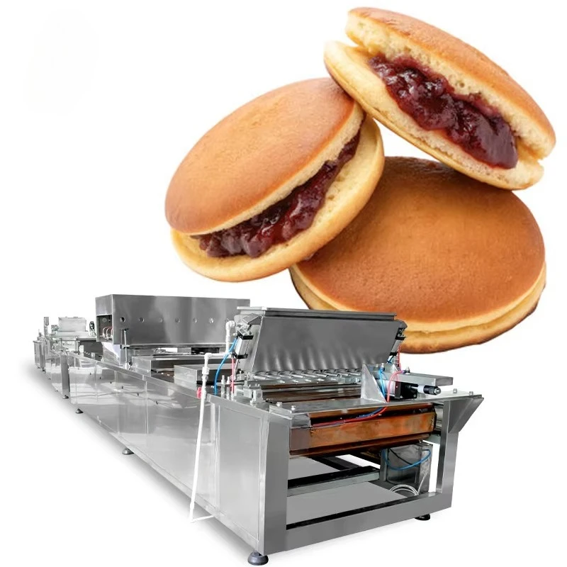 Pastelería Dorayaki de vendedor caliente, relleno de pasta de frijol rojo, desayuno y aperitivos, línea de producción de pastelería Dorayaki empaquetada individualmente