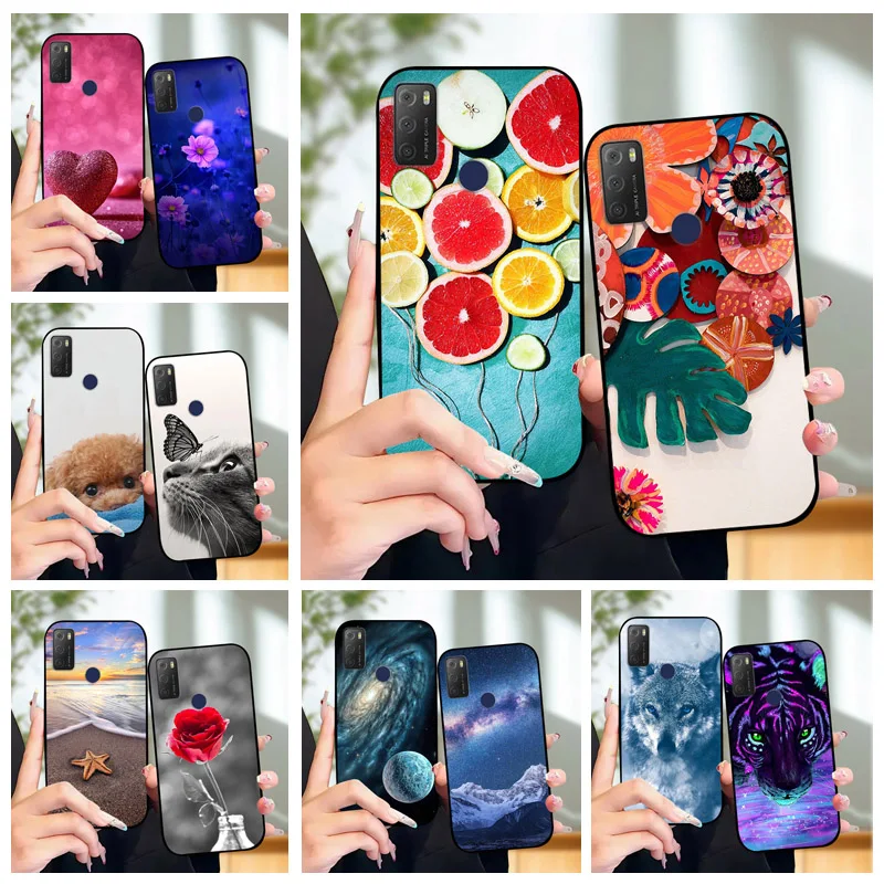Para alcatel 1s 2021 caso moda pintura tpu coque silicone macio capa traseira para alcatel 1 s 2021 6025h 6025d caso de telefone pára-choques