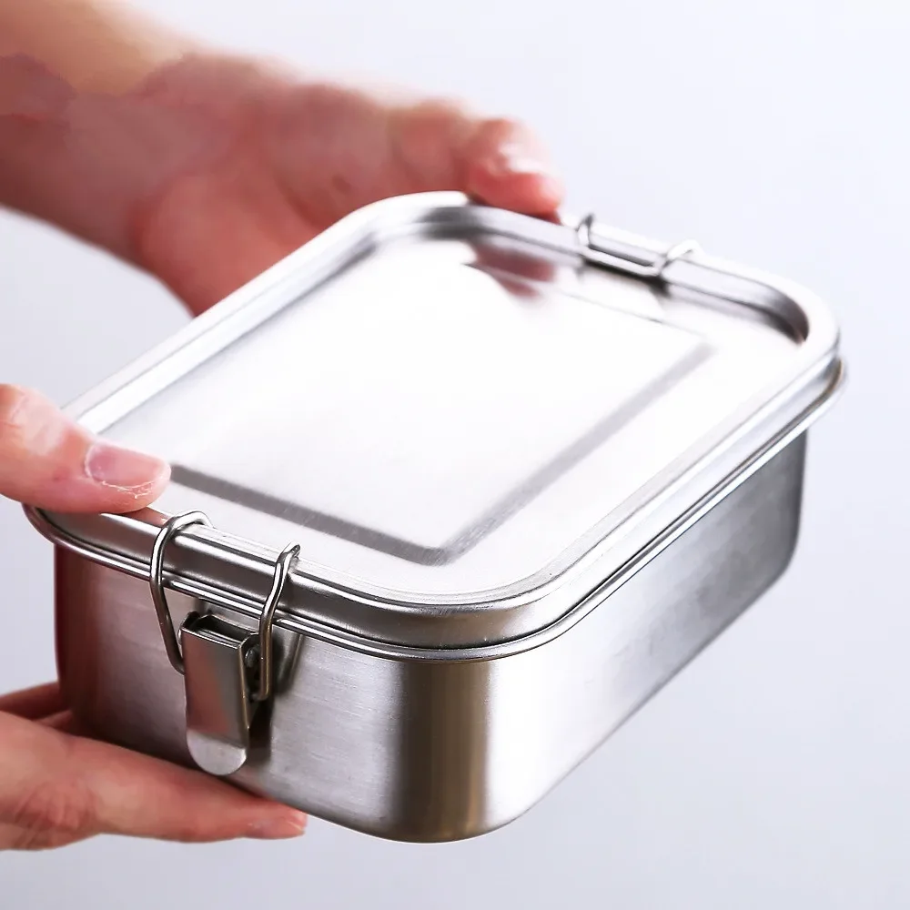 

Leakproof Stainless Steel Bento Lunch Box Leak-proof Lid 1400ML Food Container with Removable Divider For Adults or Kids