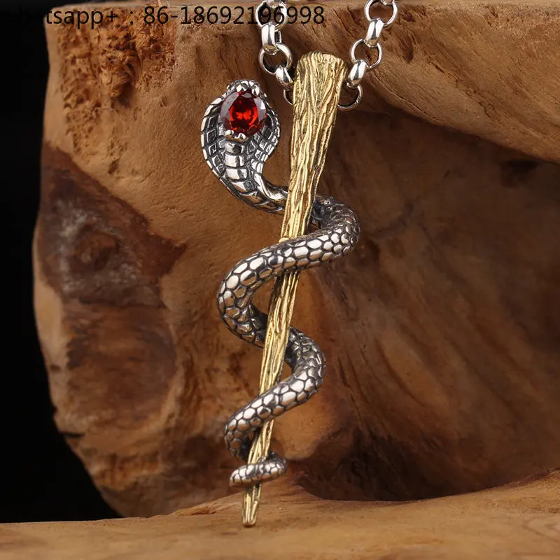 925 Sterling Silver Snake Pendant Ornament Ancient Egyptian King Protector God Men's and Women's Necklaces
