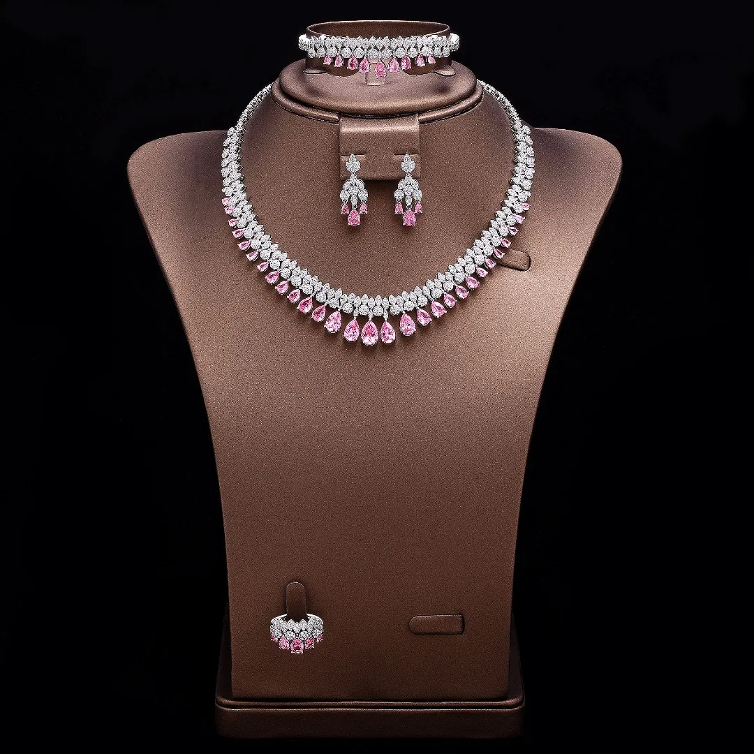HIBRIDE New stunning and dazzling sliver color necklace earring set women's dress decorative jewelry wedding ball gift S-1014