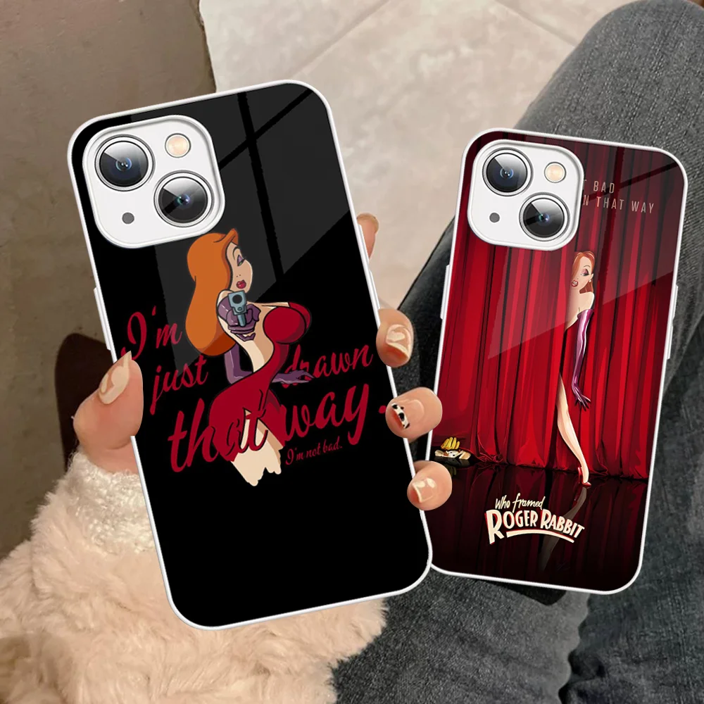 J-Jessica R-Rabbit Sexy Phone Case Tempered Glass For Iphone 14 13 12 11 Pro Mini XS MAX 14Plus X XS XR Fundas