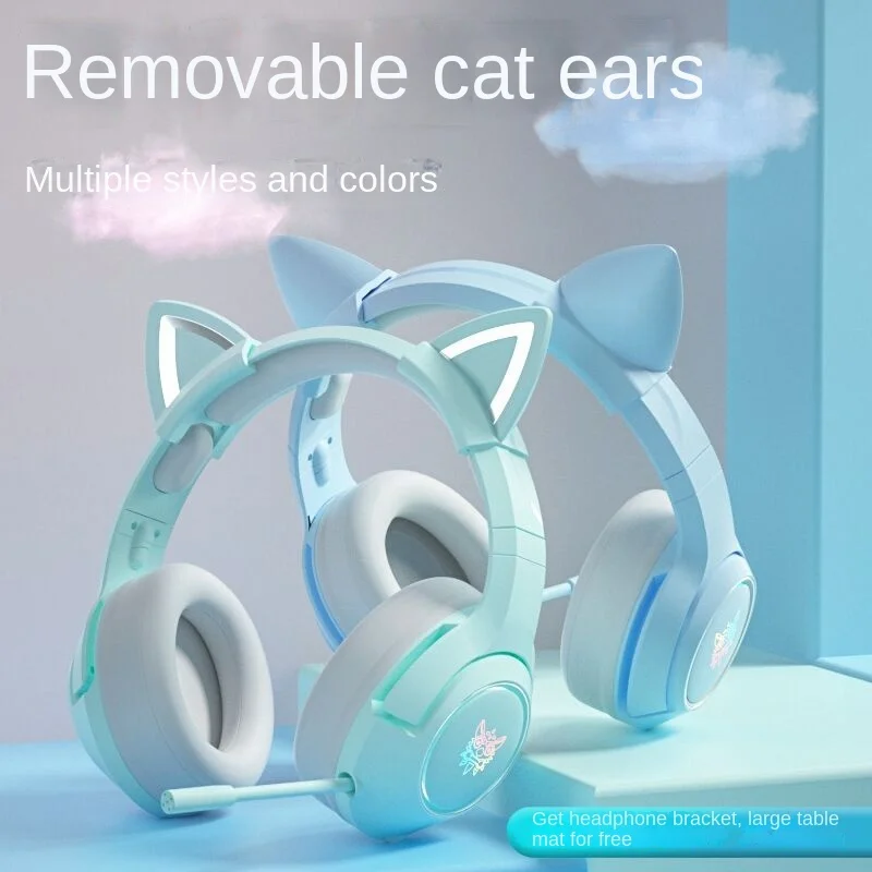 E-Sports Girl Student Cute Cat Ear Game Wired Headphones