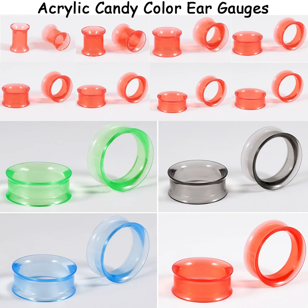 PAIR Hollow Acrylic Double Flared Saddle Ear Piercing Plugs And Tunnels Expanders Body Jewelry Earring Gauges Stretchers 6-25mm