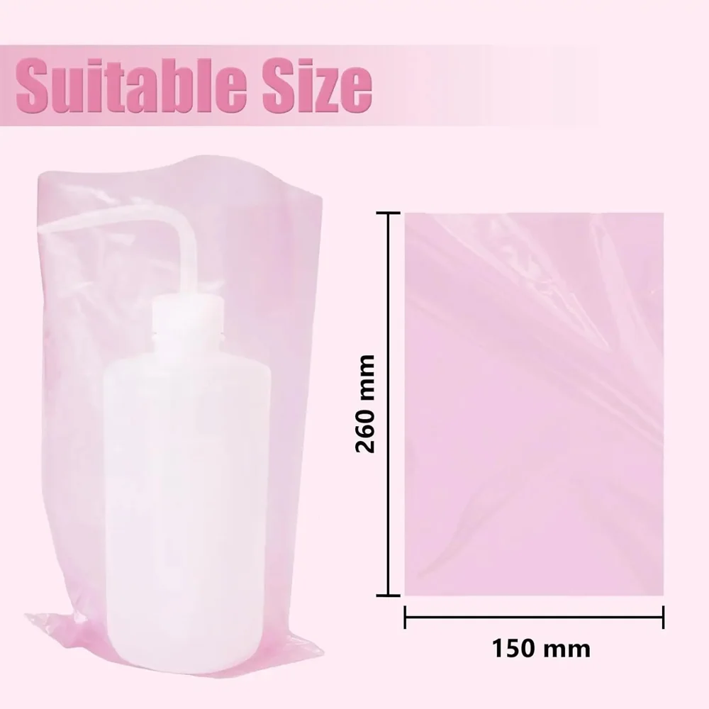 EMALLA 250PCS Disposable Wash Bottle Covers Sleeves Blue White Pink Plastic Squeeze Bottle Cleaning Bags Tattoo Accessories