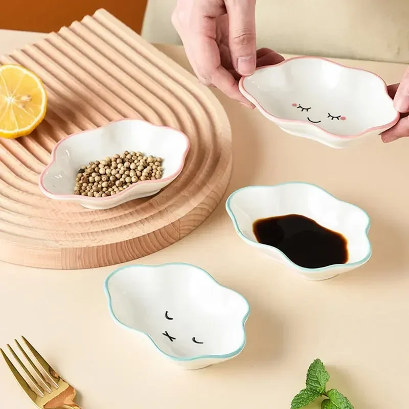 Cute Clouds Dipping Sauce Dish Hot Pot Seasoning Dishes Salad Bowl Tableware Kitchen Ceramic Soy Vinegar Snake Dessert Plate