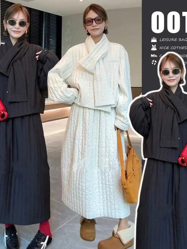 

Свободный женский модный комплект: повседневный костюм из двух предметов (юбка с высокой талией и жакет) для весны и осени, удобная теплая хлопковая одежда