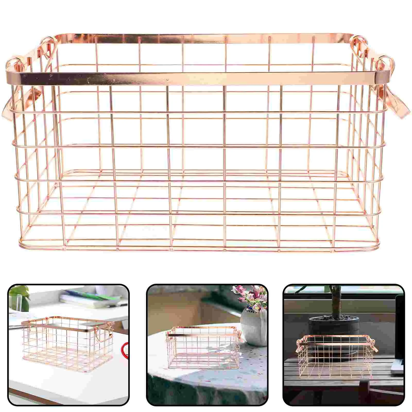 

Wrought Iron Storage Basket Woven Fried Food Handheld Box Wire Mesh Baby With Handle