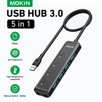MOKiN 5 Ports HUB USB,5Gbps High Speed Hub Multi Type C Splitter,Type C to USB 3.0 Power Adapter,for Macbook Pro Air PC Laptops