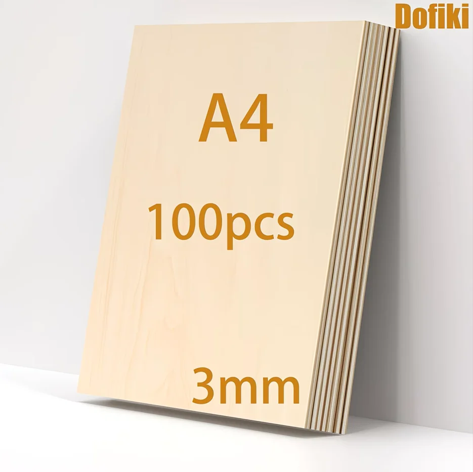 Dofiki 10/20/40/80/100 Blatt Packungen mit Lindenholzplatten im A4-Format (297x210x3mm), geeignet für Lasergravur, Malerei, Modellbau