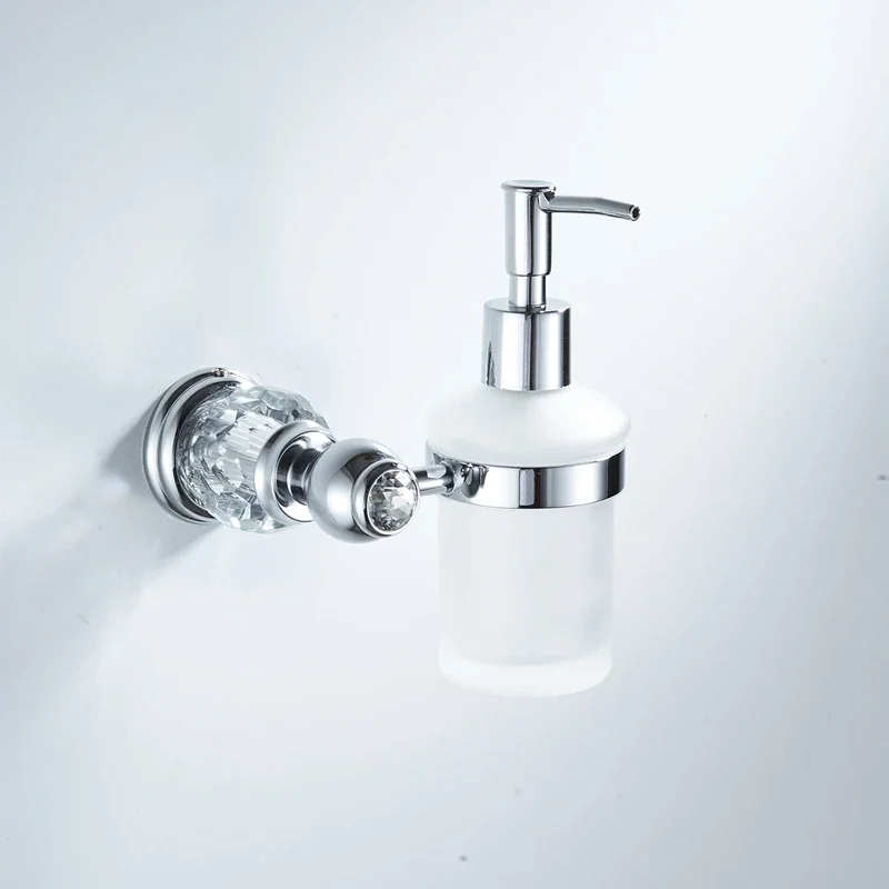 Hand Sanatizer Dispenser Glass Bottle +brass Head Silver Crystal Liquid Soap Pump 150ml