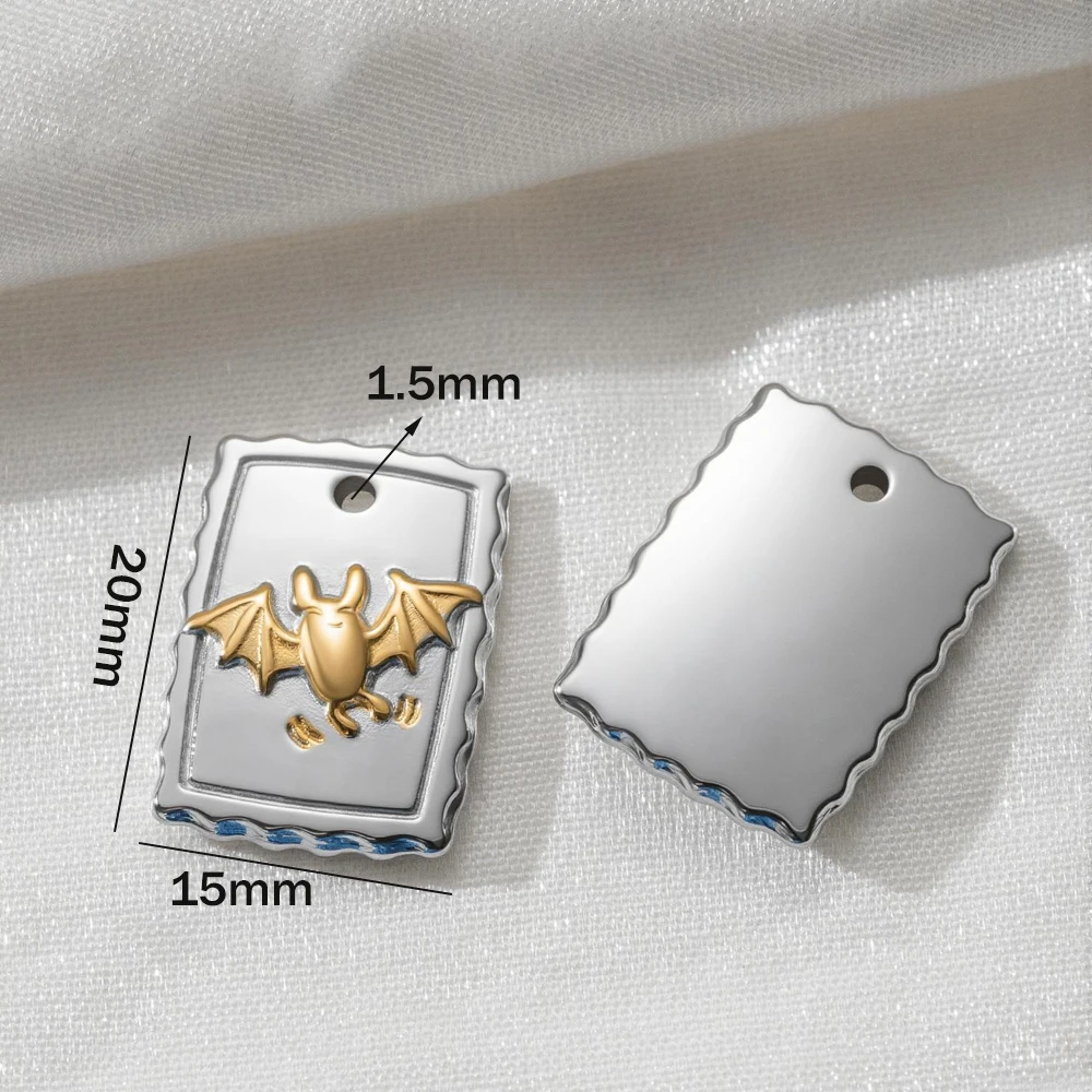 2 Stück rechteckige Anhänger aus Edelstahl, goldfarbener Krokodil-Tieranhänger zum Anhängen für DIY-Armbänder, Ohrringe, Halsketten und Schmuckherstellung – Detail 2