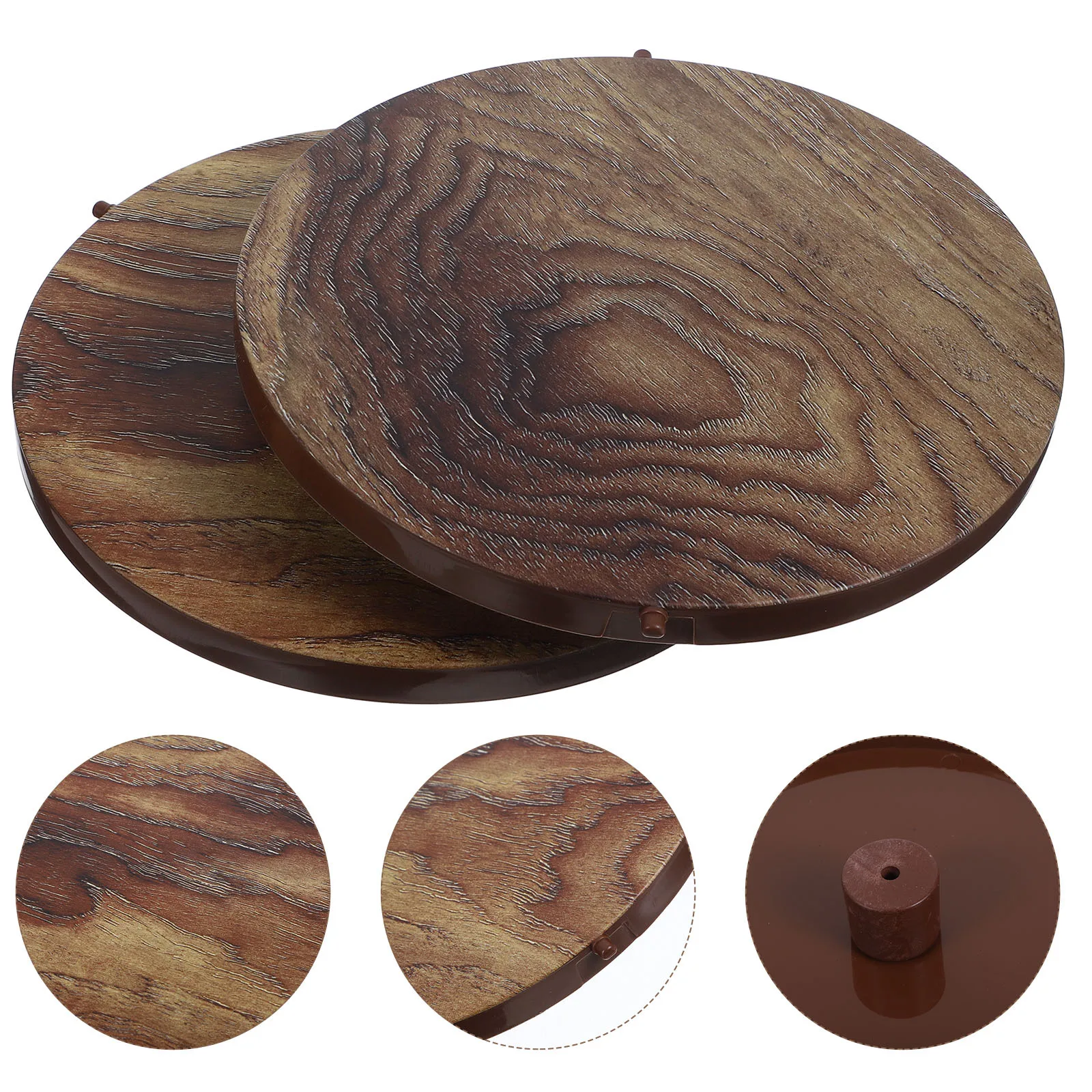 

2 pcs Wood Grain Trash Can Lid Replacement Large Opening Odor-Proof Flip Lid For Household Hotel Kitchen Use Dustbin Cover
