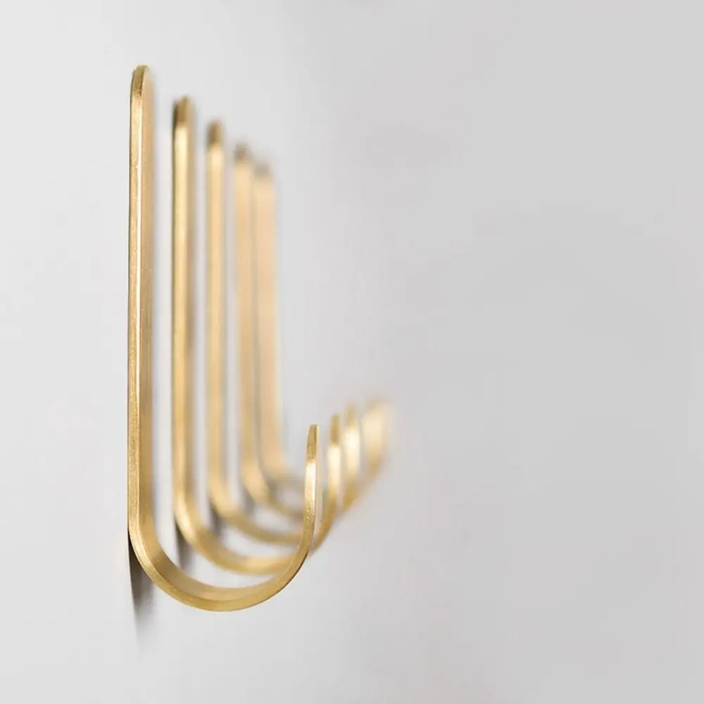 

Sticky Brass Wall Hook Gold J Shaped Key Holder Coat Hook Behind-door