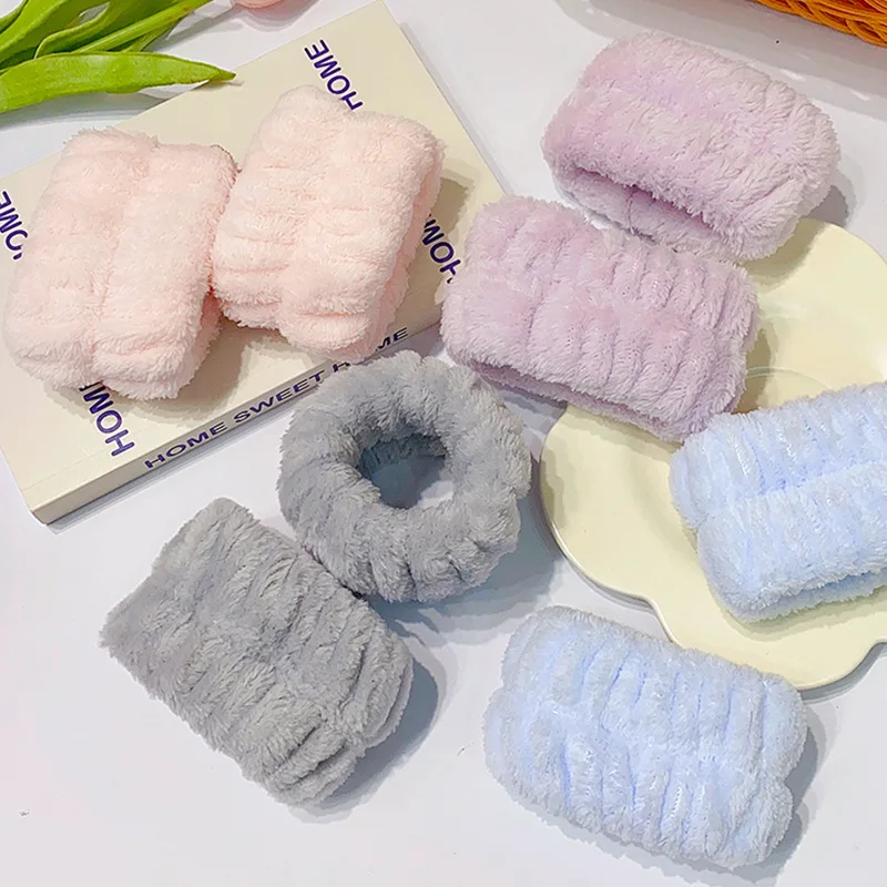 Wrist Washband Microfiber Wrist Wash Towel Band Wristband Scrunchies for Wash Face Absorbent Wrist Sweatband for Women Headband