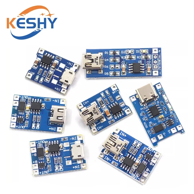 5PCS TP4056 Power Module Board 18650 1A Lithium Battery Type-c Overcurrent Protection MICRO With Protection Dual Function