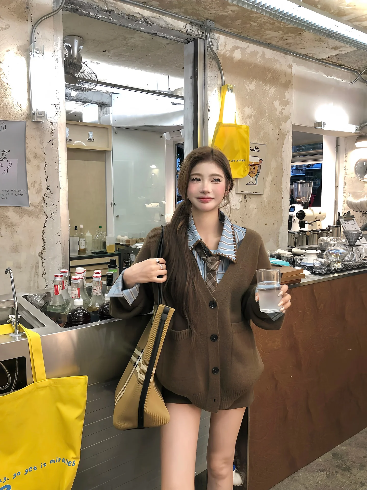 

Женский вязаный свитер, комплект Seven Simp Slides Lazy Sle, корейская система, осенне-зимний комплект из двух предметов, брюки V-Ne Bu...