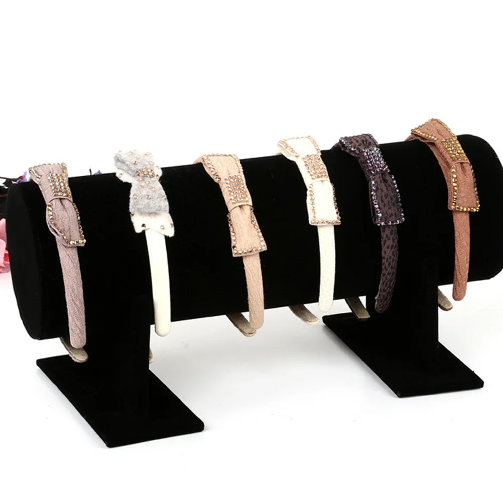 50x11 سنتيمتر قطر عقال رف شاشة بولي كلوريد الفينيل ملفوفة سطح مجوهرات المنظم العصابات الشعر حامل حامل أسود عقال رف شاشة #6