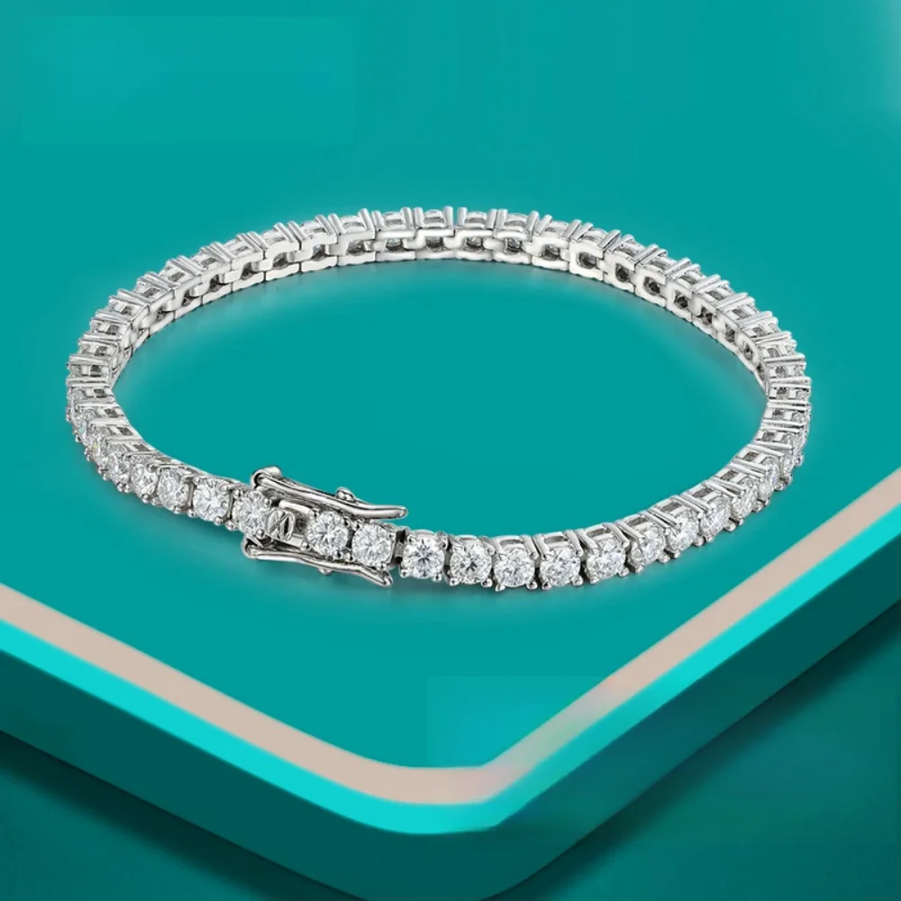 

3mm 4mm 5mm D VVS1 Moissanite Tennis Bracelet S925 Sterling Silver Plated with GRA Wedding Party Jewelry Bracelets for Women Man
