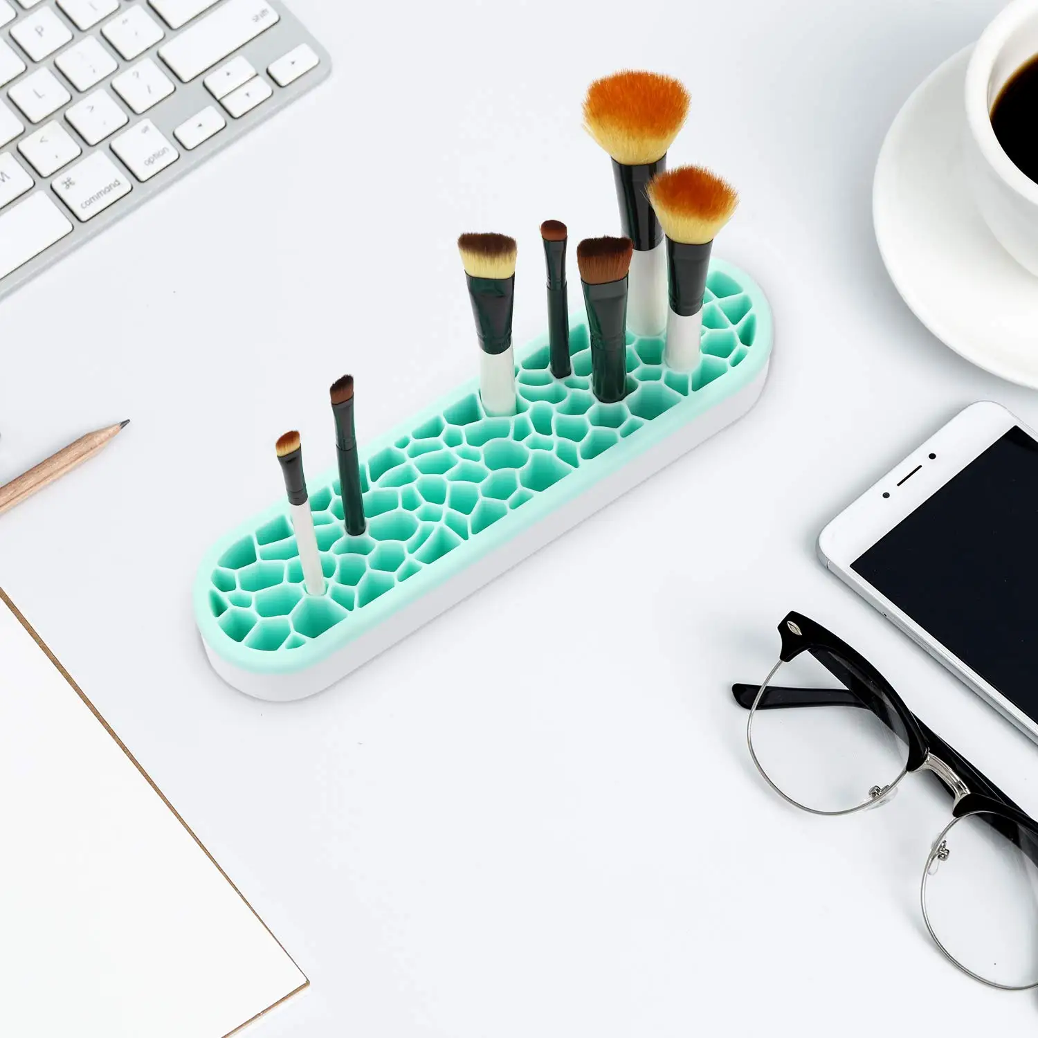 

# Hot Sales Makeup Brush Holder Organizer Multi Slot Silicone Cosmetic Brush Storage Solution 93 Slot Rack