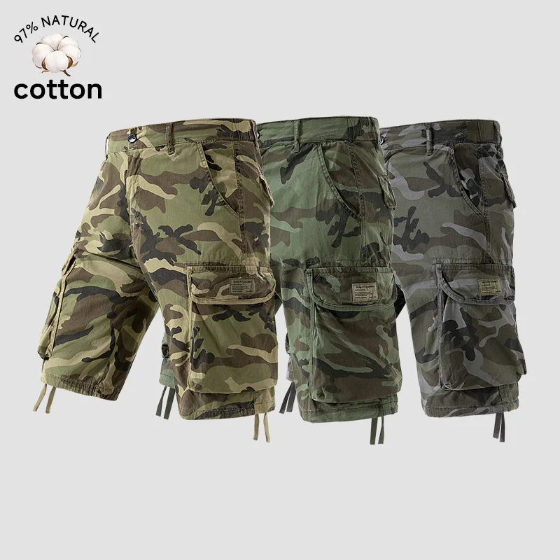 

Брендовые мужские свободные шорты-карго с множеством карманов, камуфляжные шорты для активного отдыха, летние повседневные шорты для походов