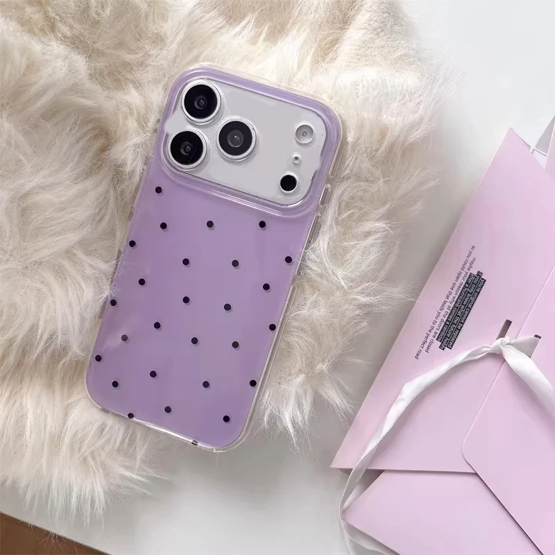 Minimalist Ins Style Purple Polka Dots Phone Case For iPhone 17 Air 16 15 14 13 12 Mini 11Pro Max Plus Shockproof Silicone Cover view 3