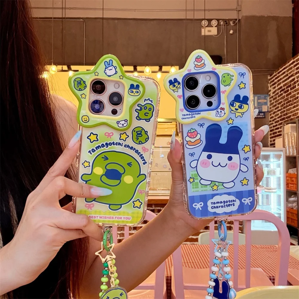 

Funny Rabbit Cartoon Phone Case For iPhone 13 14 15 16 Pro Max Cover Lovely Anti-fall Funda with Chain Kawaii Protection Cover