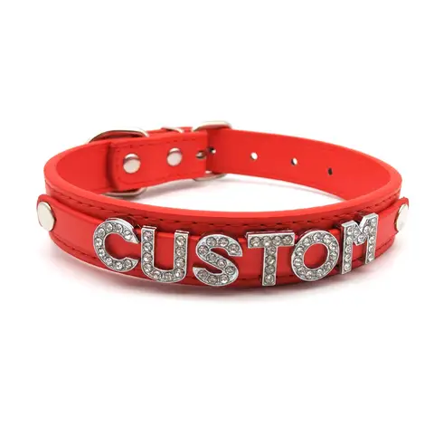Sexy Red PU Leather Customized Name Letters Collar Choker Necklaces Punk Personalized Sex Cosplay Custom Chocker Jewelry Gift
