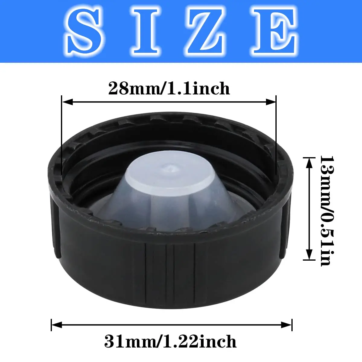 12pcs Phenolic Resin Cover 28mm Black Poly Seal Screw Caps for Daily Chemicals, Food, Cosmetics Bottles