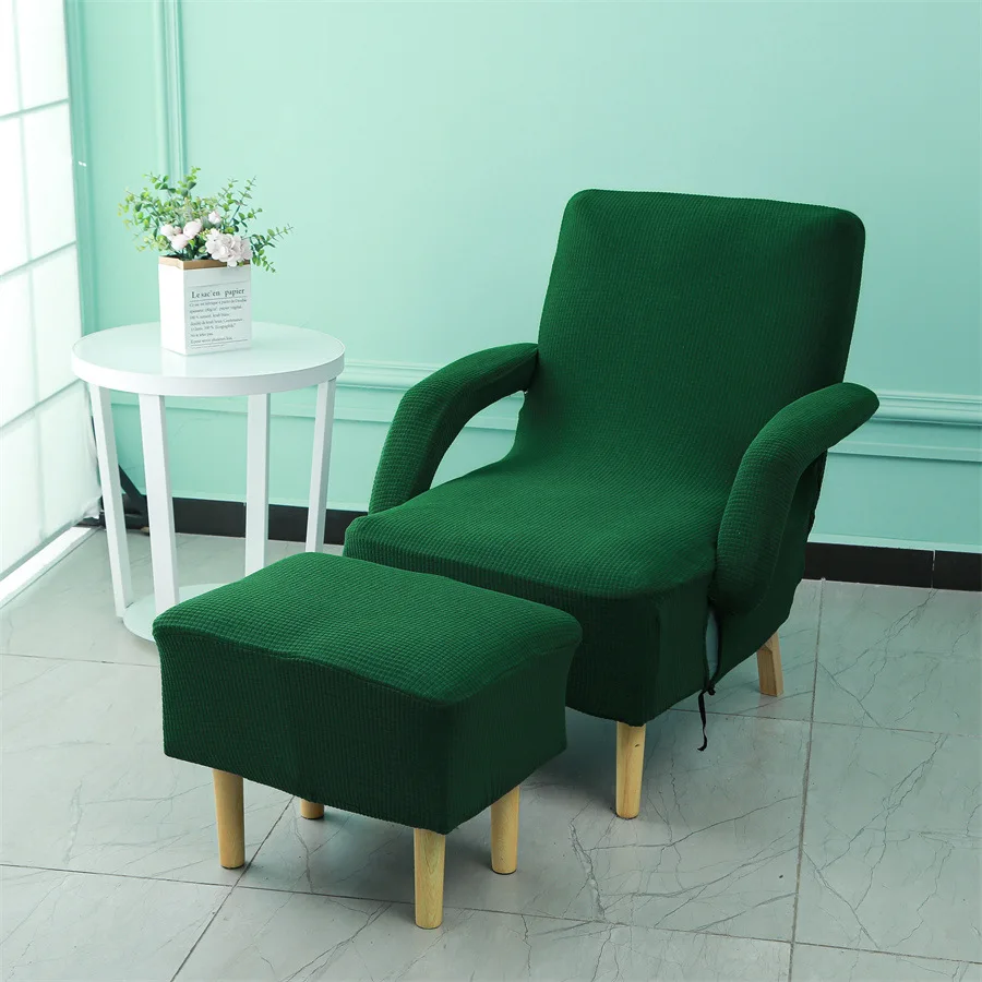 Solid Color Chair Cover Armchair Covers Jacquard Wood Arm Chair Slipcover Protector with Zipper Living Room Hotel Decor