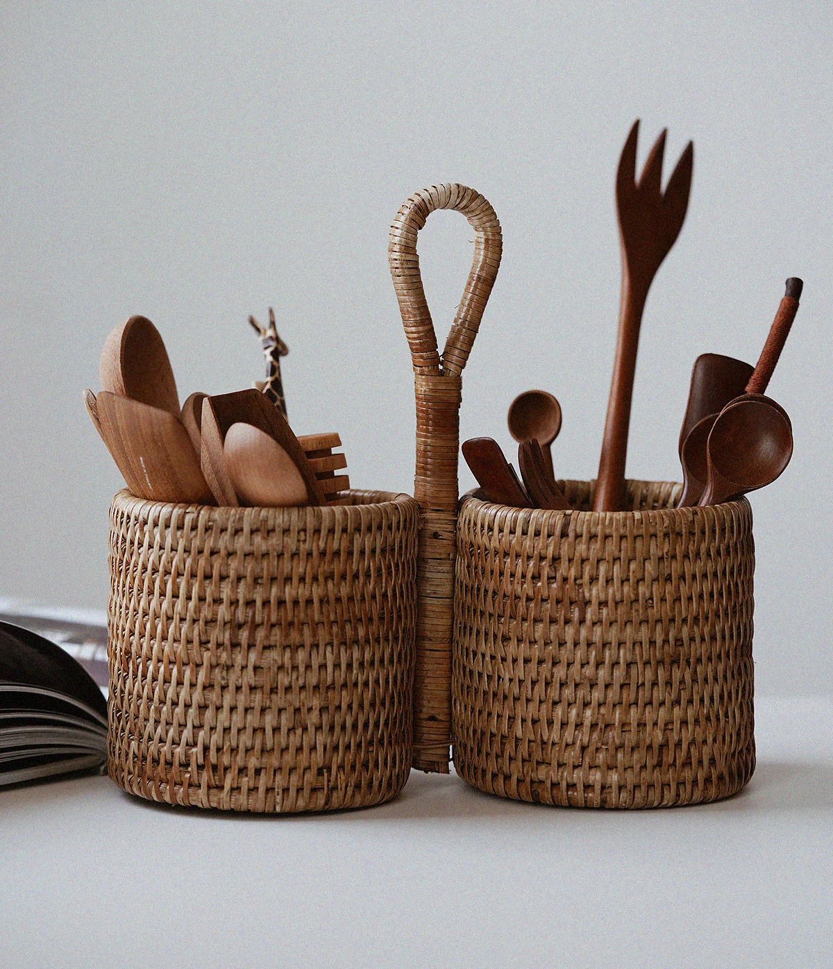 

Rattan Chopsticks Tube Tableware Tube Knife Fork Spoon Receptacle Tube Creative Dessert Shop Retro